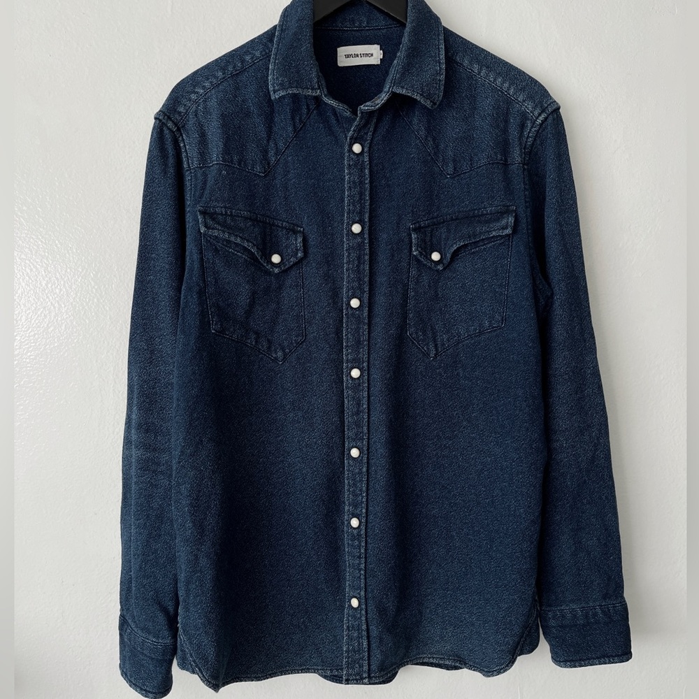 Taylor Stitch Western Shirt Indigo Crepe Size 42
